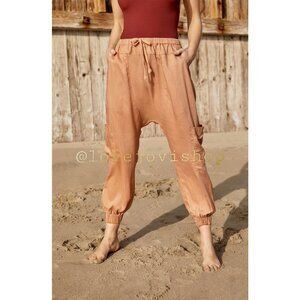 Bohemian | Free People ‘Rise to Sun’ Harem Pants | Sandshell Peach Nude NWT | L